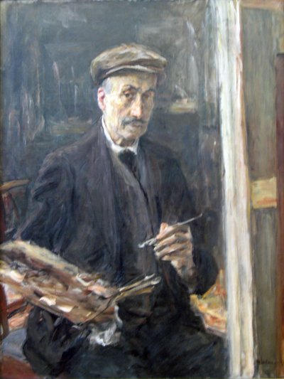 Self-Portrait with Sports Cap at the Easel by Max Liebermann
